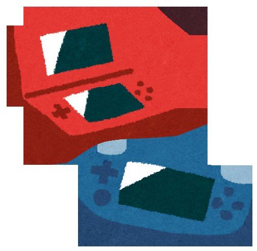 赤と青の携帯ゲーム機のイラスト