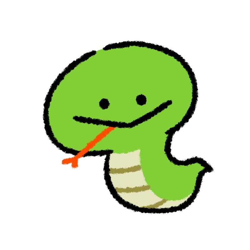巳年にちなんだ緑色のヘビのイラスト