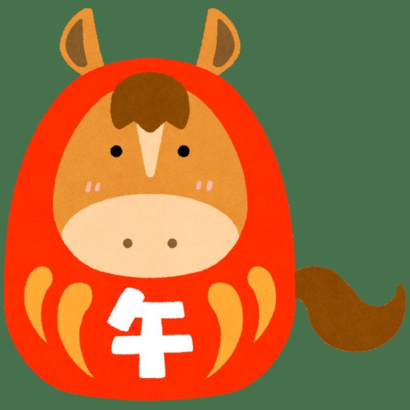 「午」の字が入った馬のだるまのイラスト