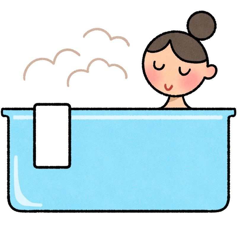 湯船につかってくつろぐ女性のイラスト